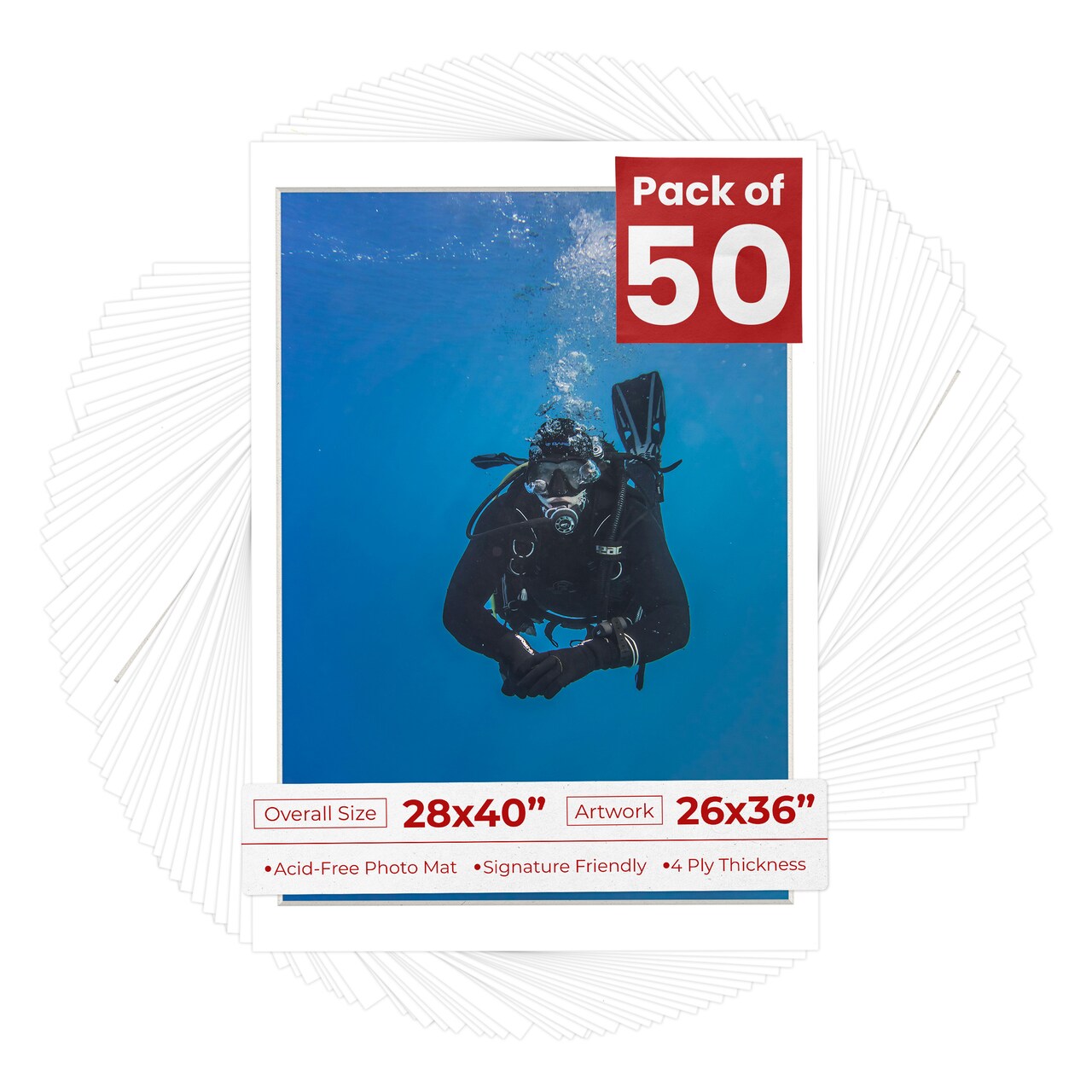 Textured White Mat Board for 28x40 Frames - Fits 26x36 Photos